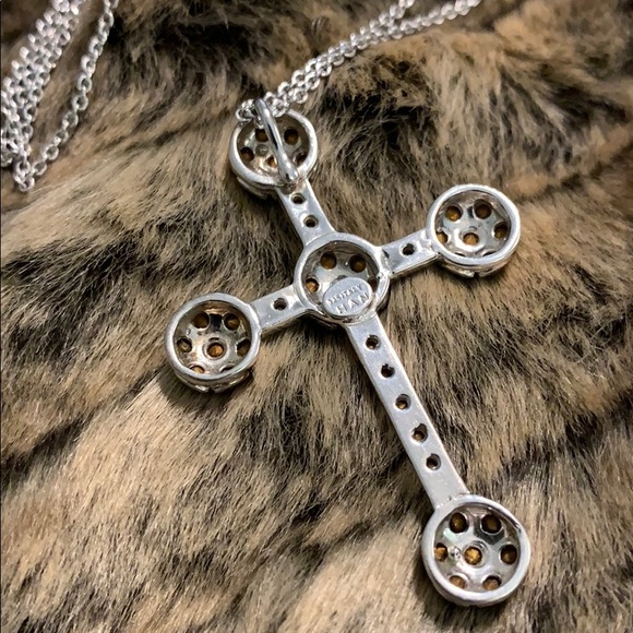 🩵💚 Colorful, gemstone cross necklace! SS-925 #A51 - Picture 5 of 7